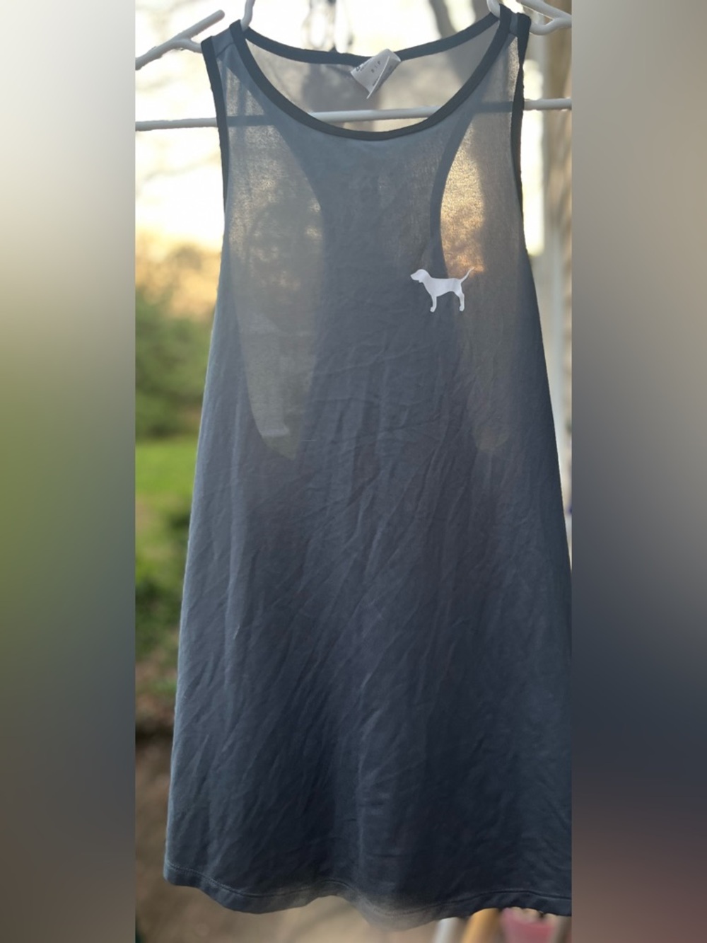 PINK Victoria's Secret Grey Muscle Tank with White Logo, Size S